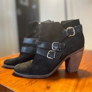 Dolce Vita Black Suede Ankle Booties with Buckle Straps